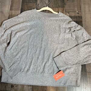 State of‎ Day Ribbed Gray Pullover Sweater Cozy Minimalist NWT Large